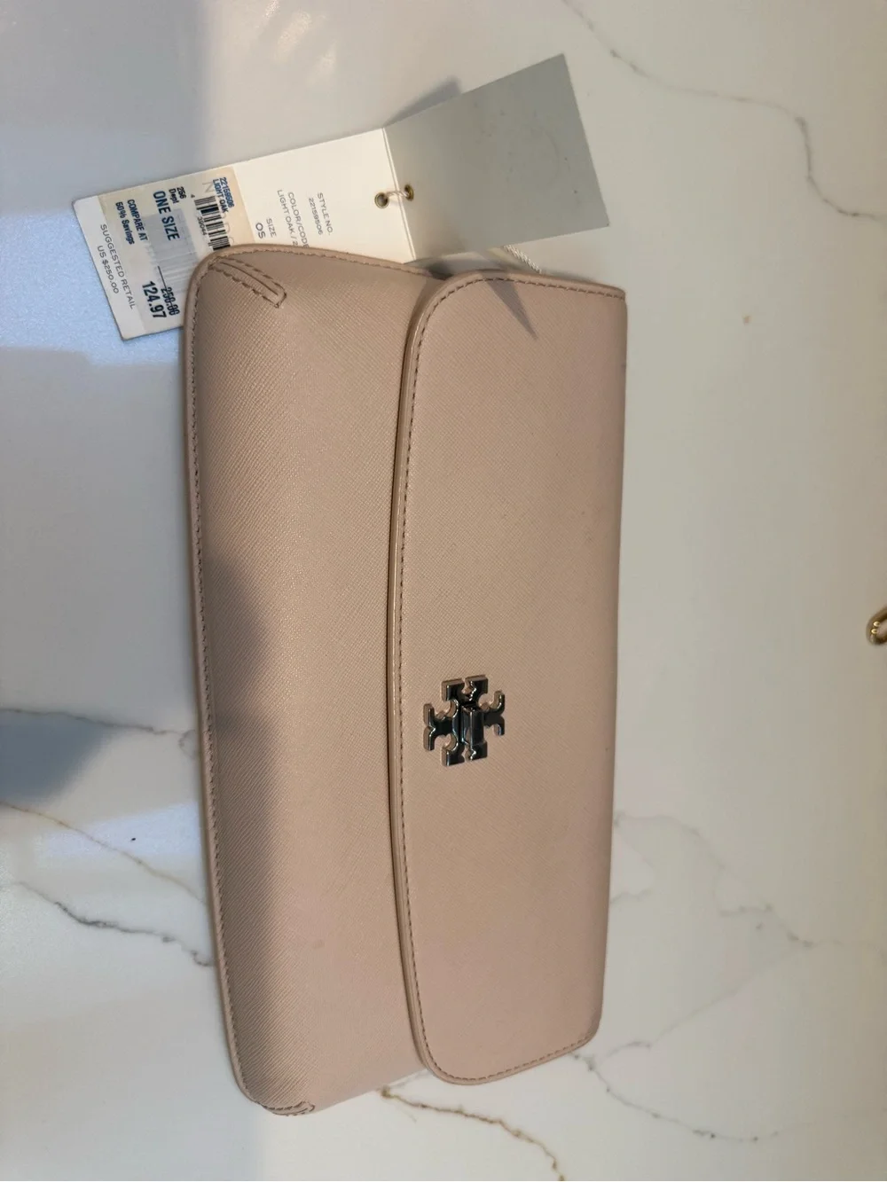 Tory Burch Light Pink Saffiano Leather Clutch
